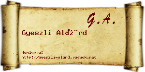 Gyeszli Alárd névjegykártya